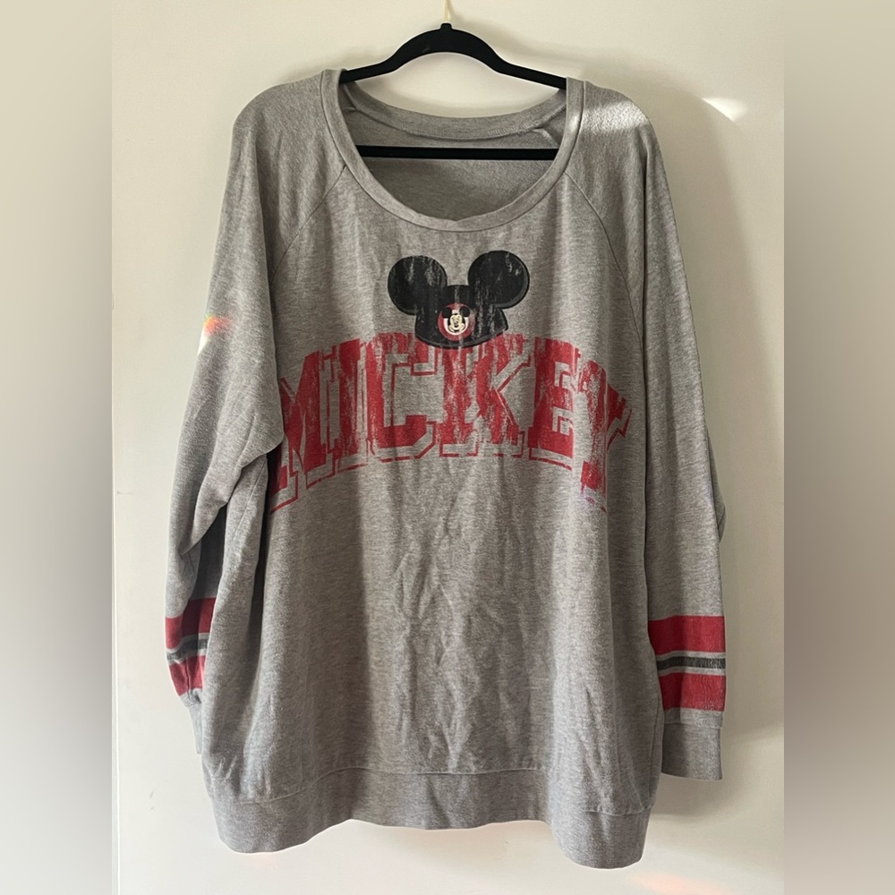 Disney Parks Mickey Mouse Ears Long Sleeve Gray Pullover Sweatshirt Size 2x